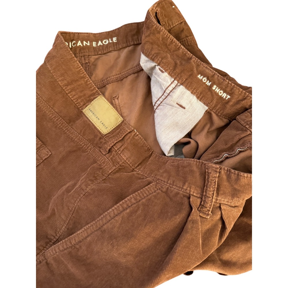 American Eagle Mom Shorts Brown Corduroy Pleated Cuffed High Rise Womens Size 20 - Picture 7 of 9